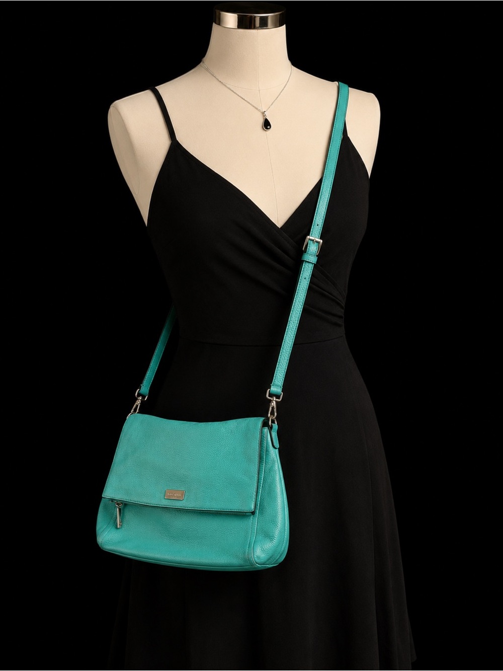 Kate Spade Teal Cobble Hill Little Minka Pebbled Leather Crossbody Bag Purse